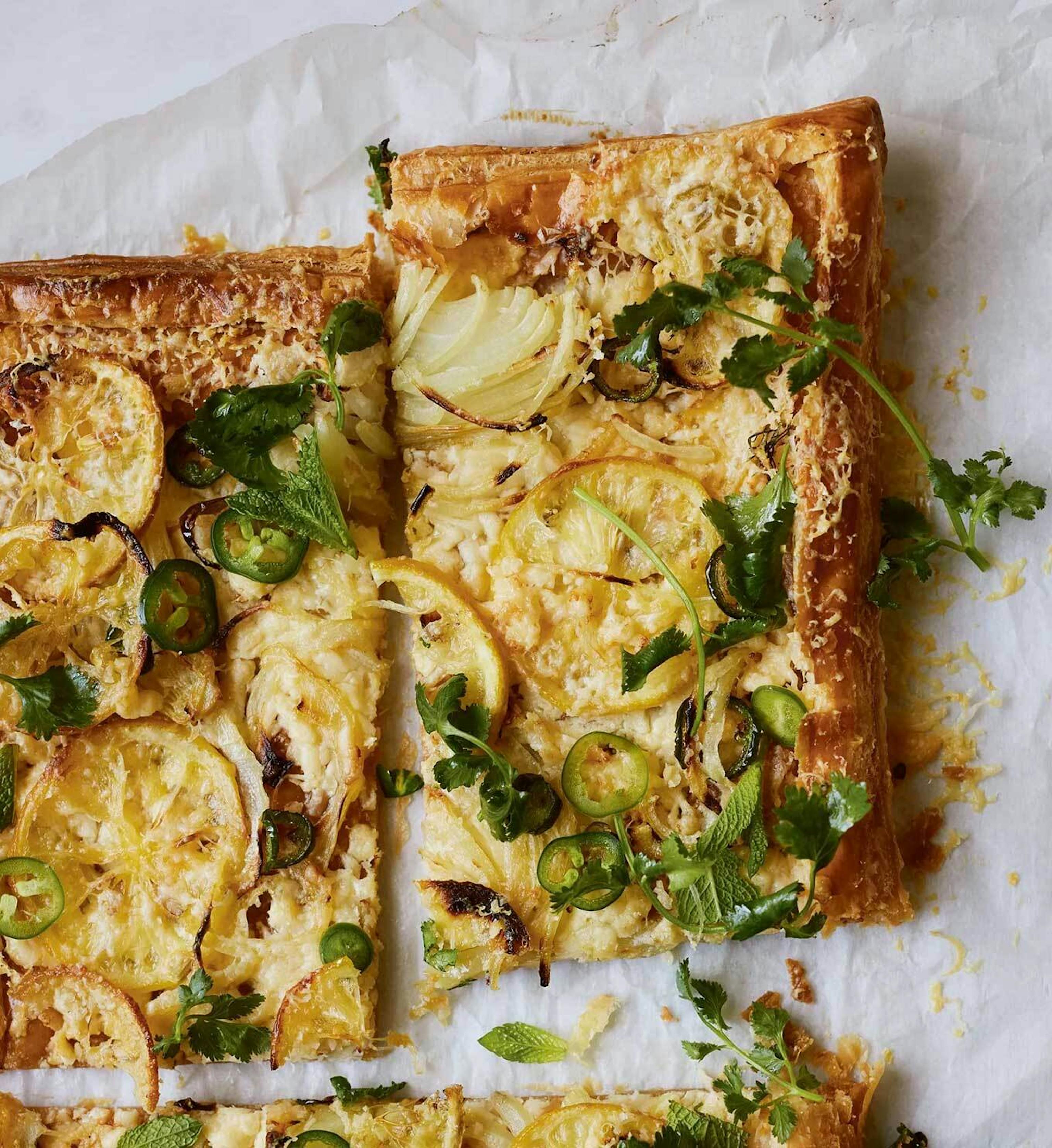Lemon, green chilli and Cheddar tart Recipes Anna Jones