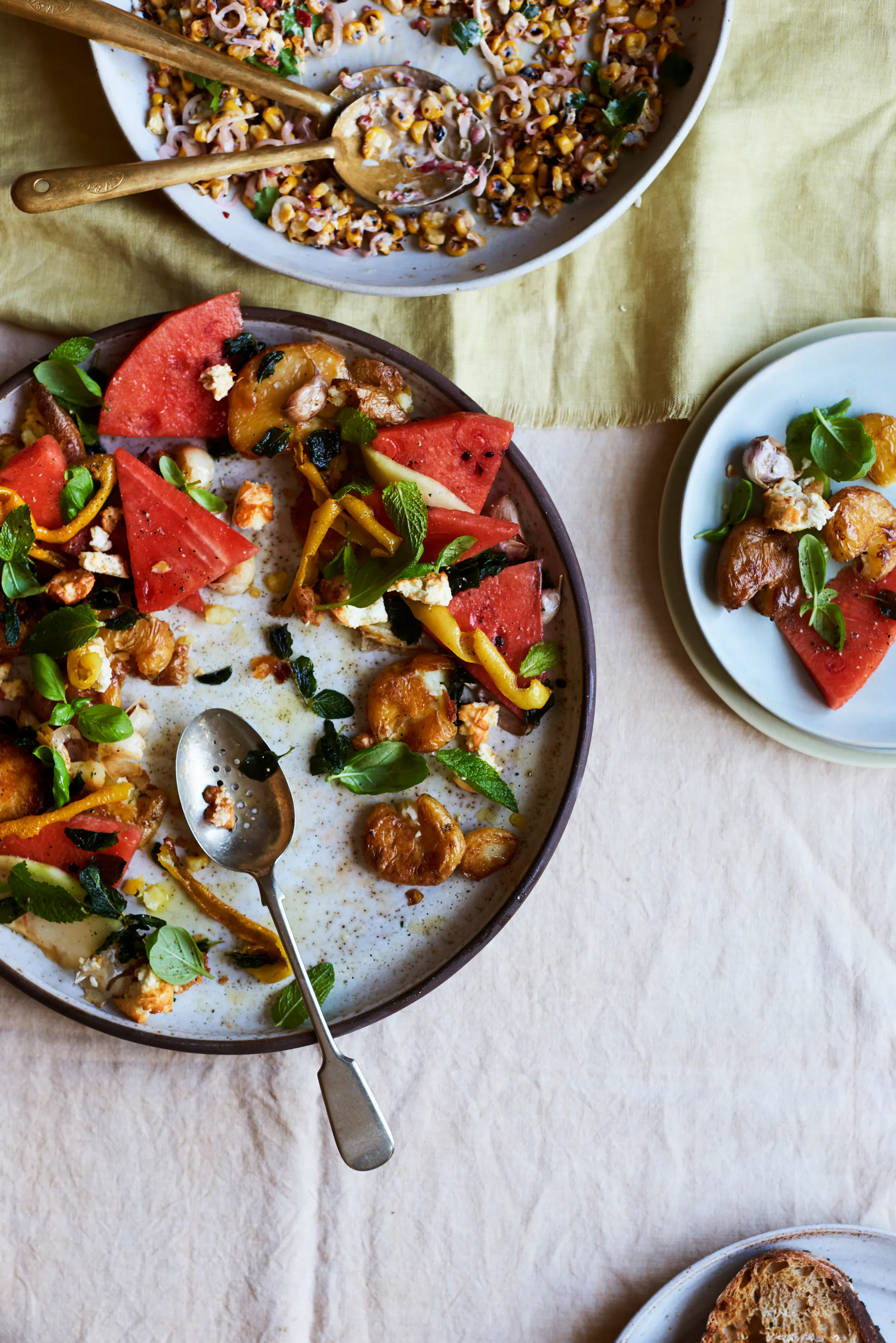 Melon, herb and roast feta salad – Recipes – Anna Jones