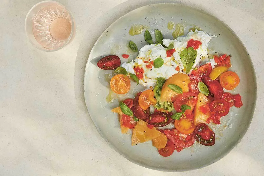 Melon, tomato and mozzarella with two chillies – Recipes – Anna Jones
