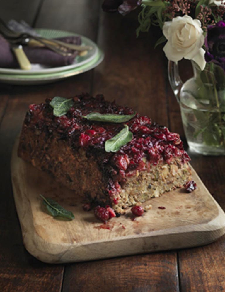 Nut roast with pistachios and cranberries Context Recipes Anna Jones